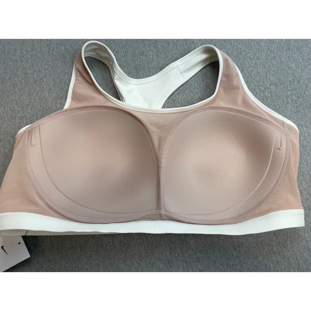 Nike Sport Bra Womens 3X White Performance Stretch Dr-Fit Racerback Logo